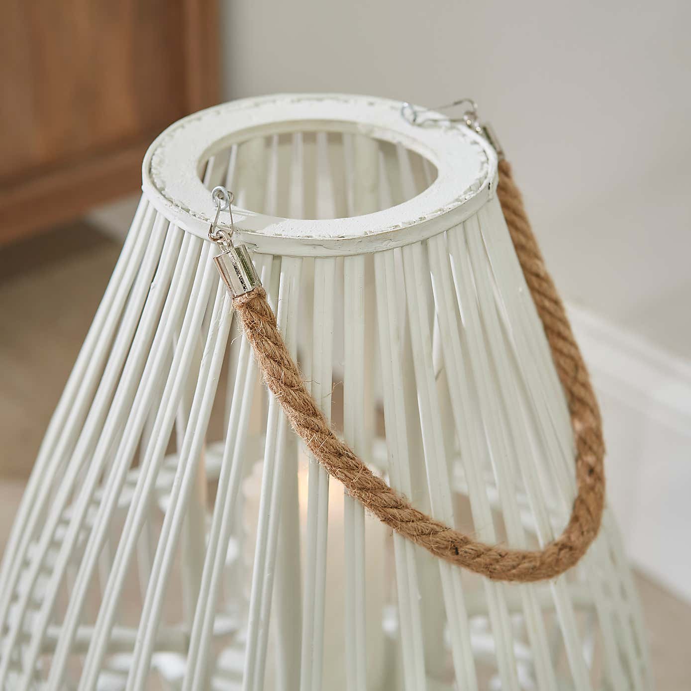 Oceanscape Woven White Bamboo Lantern