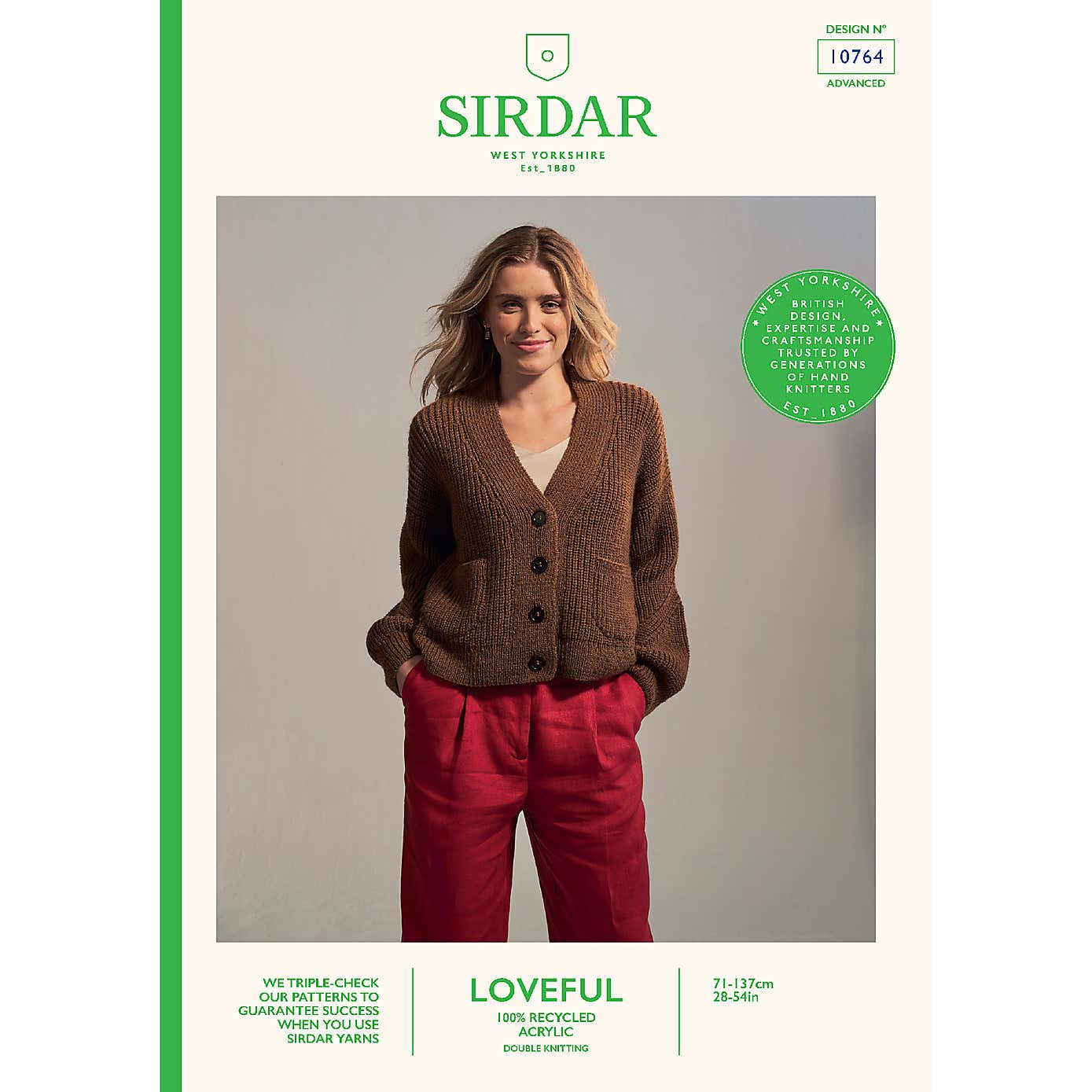 Sirdar Loveful Rare Earth Cardigan Pattern Leaflet