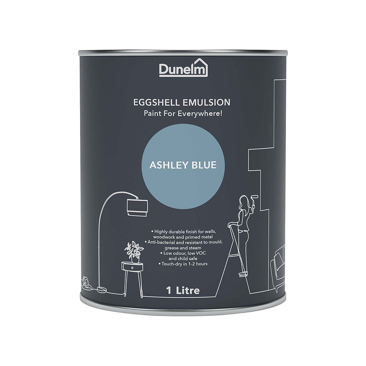 Dunelm Ashley Blue Eggshell Emulsion Paint