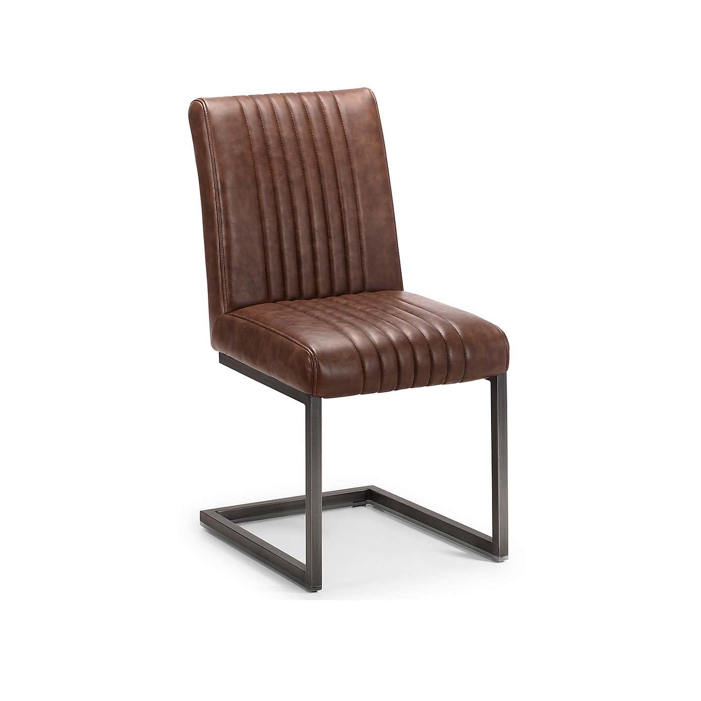 Brooklyn Set of 2 Dining Chairs Brown Faux Leather