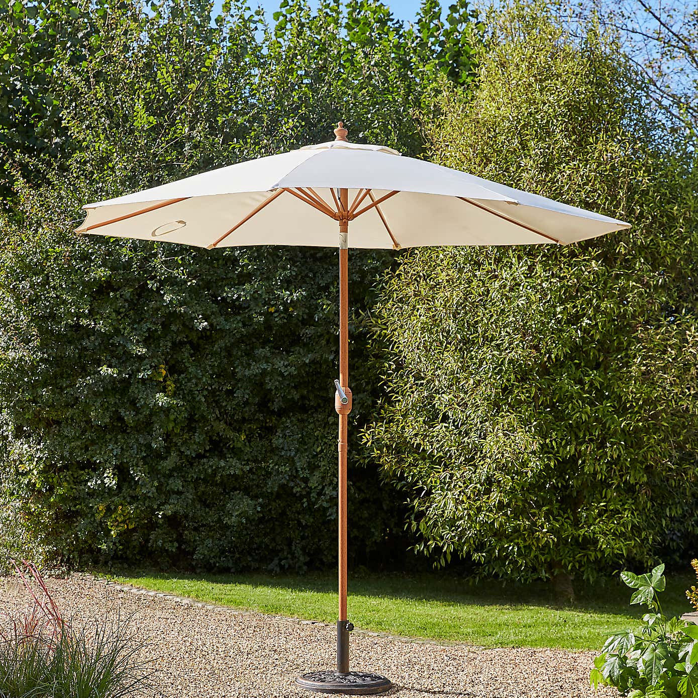 2.7m Cream Parasol with Wood Effect Pole