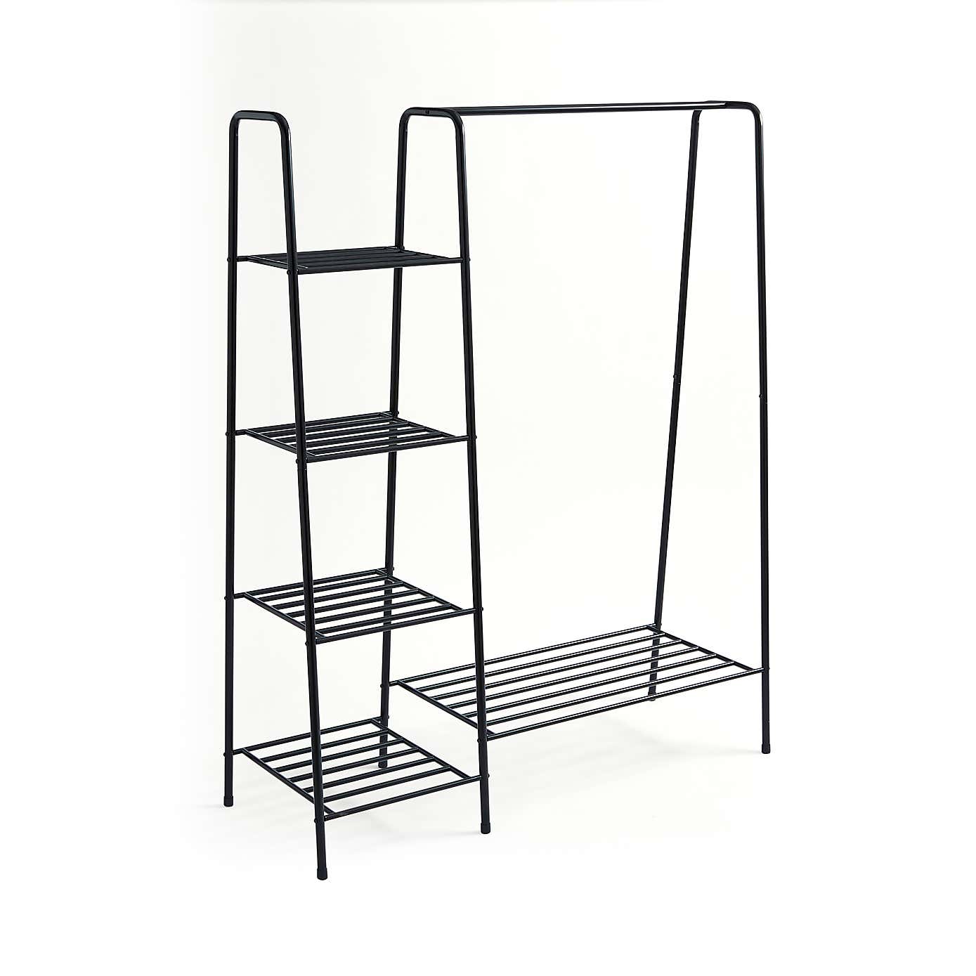 Multifunctional Metal Clothes Rail with Shelves