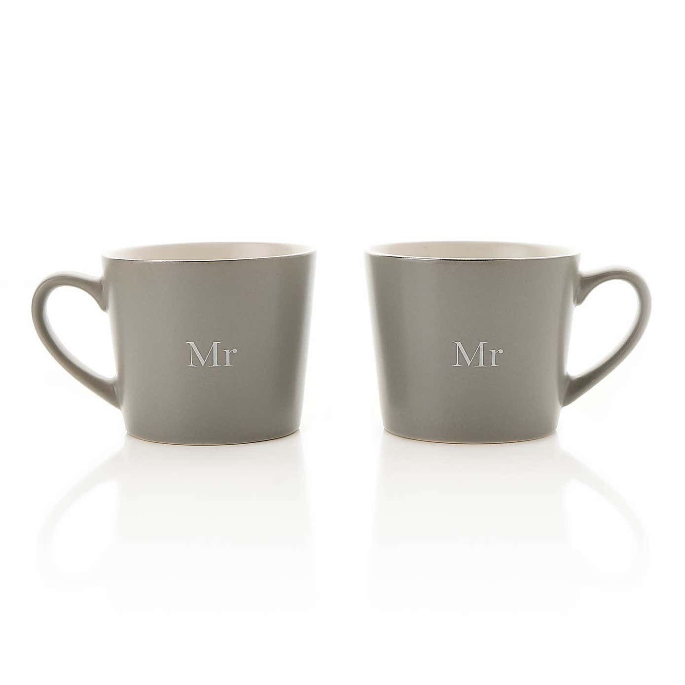 Amore Set of 2 Grey Mr & Mr Mugs
