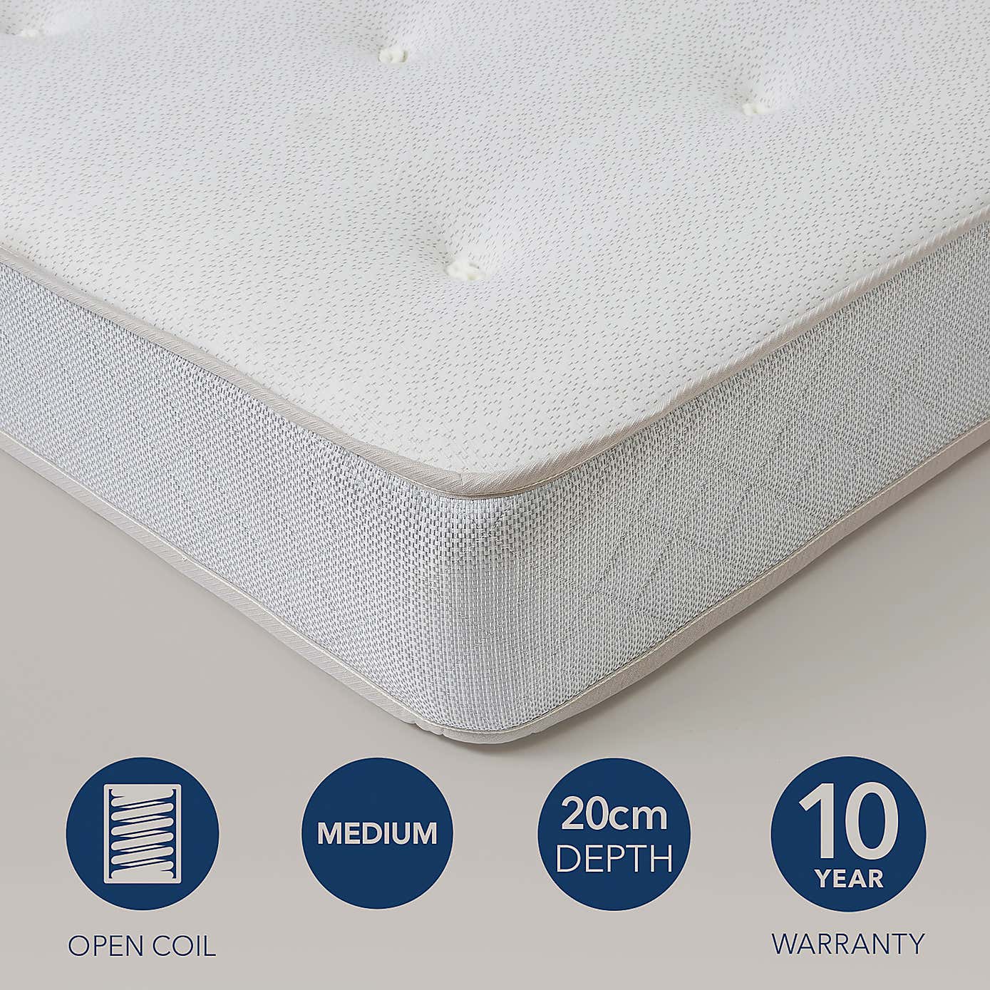 Fogarty Open Coil Memory Foam Mattress Divan Set, Faux Linen