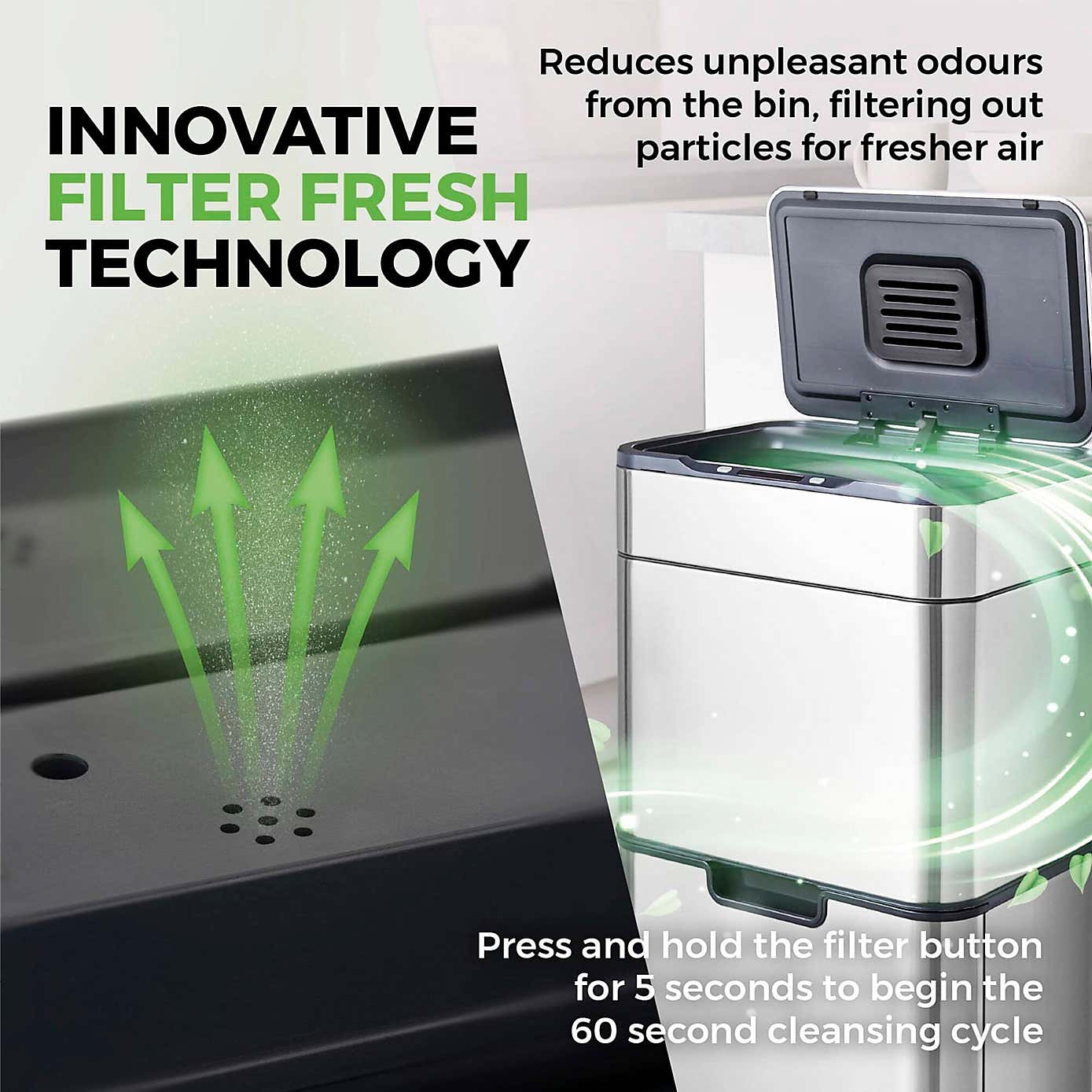 Tower 50L Ozone Recycling Sensor Bin