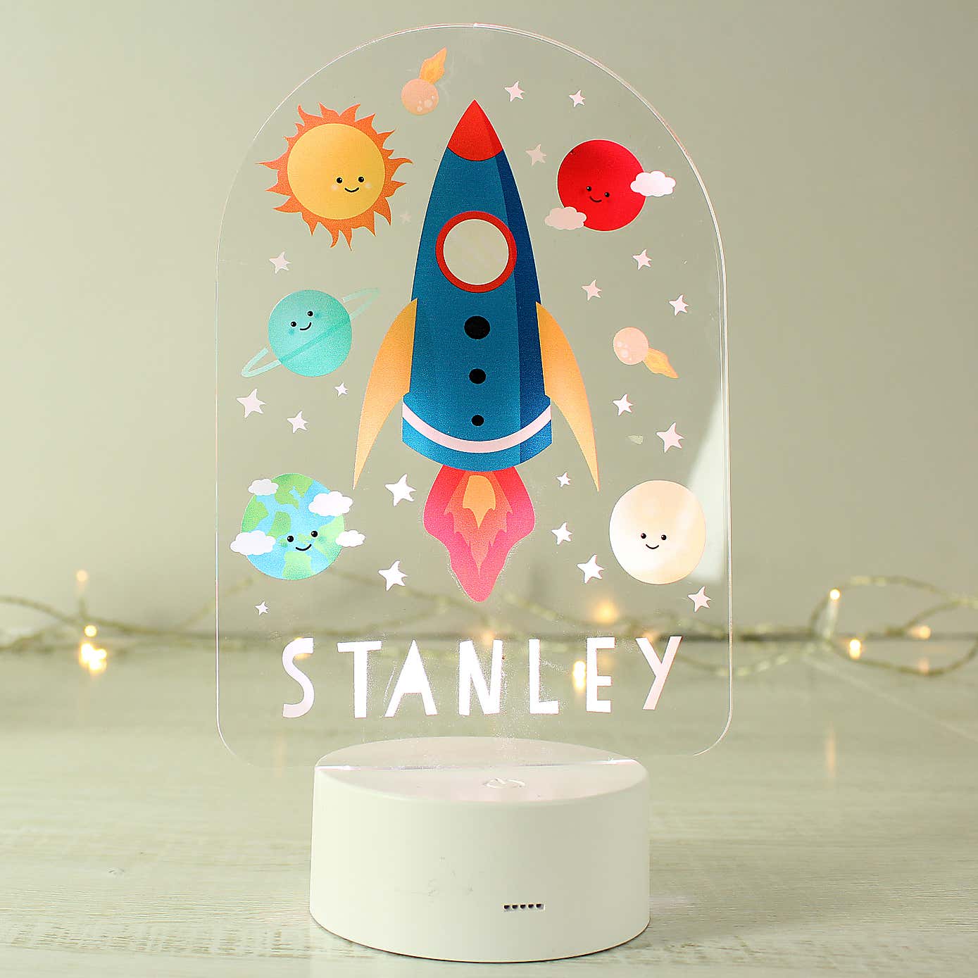Personalised Space Rocket Colour Changing Night LED Light