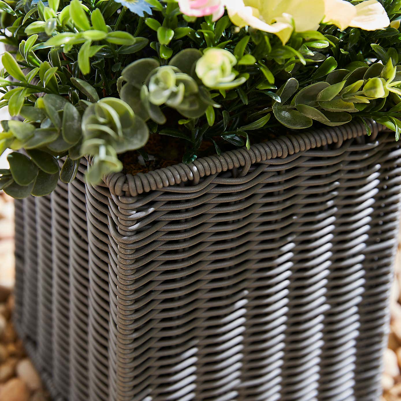 Artificial Floral Arrangement in Grey Trough