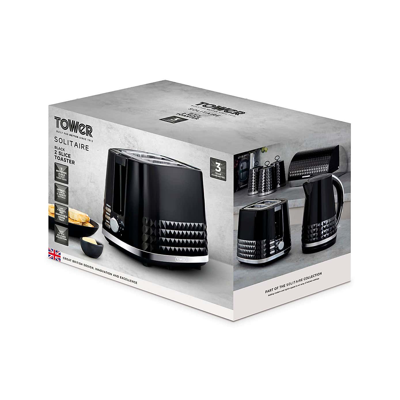 TOWER Solitaire 2 Slice Toaster