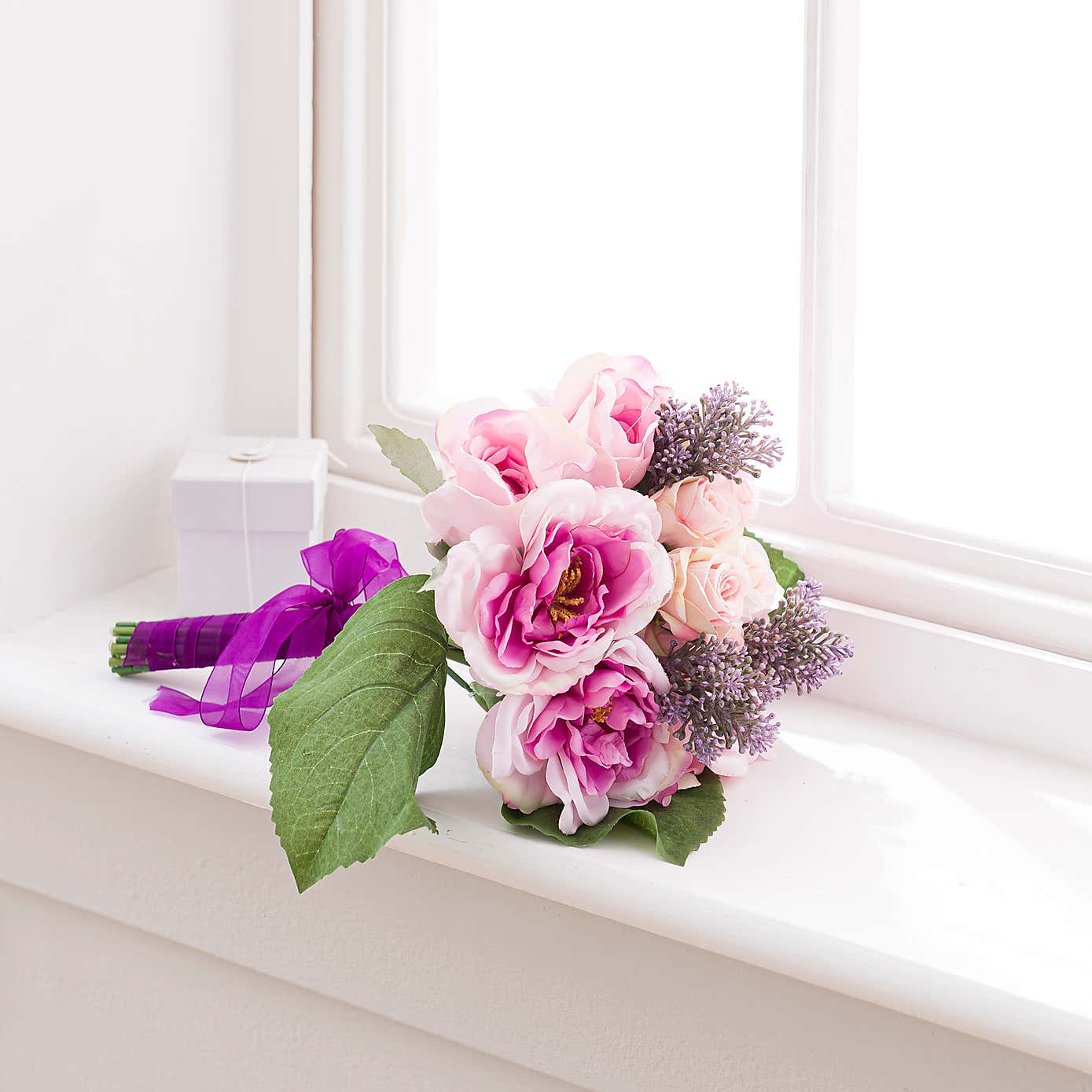 Artificial Pink Rose and Peony Bouquet