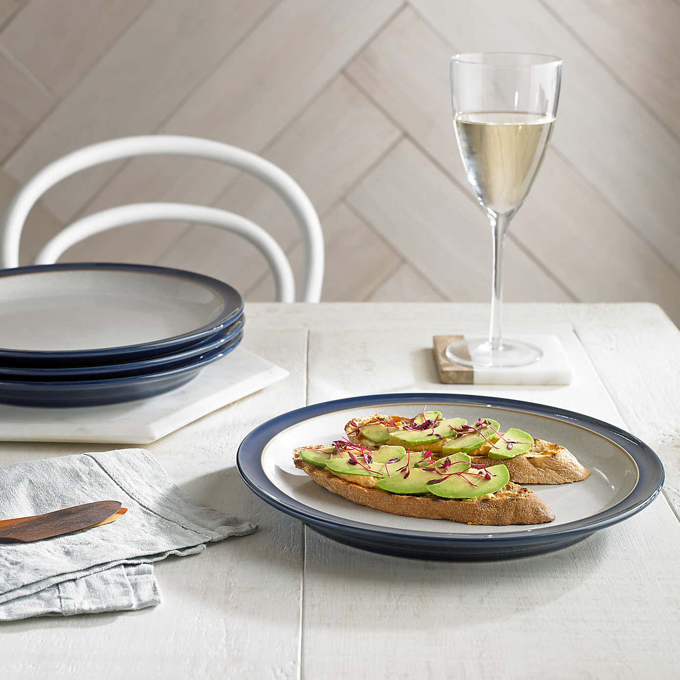 Set of Four Denby Elements Dark Blue Dinner Plates