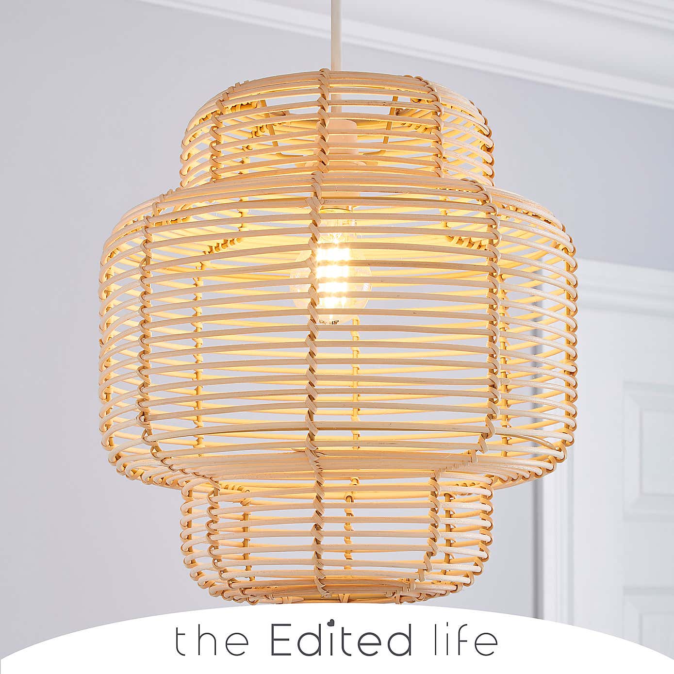 Wicker Tiered Easy Fit Pendant Shade