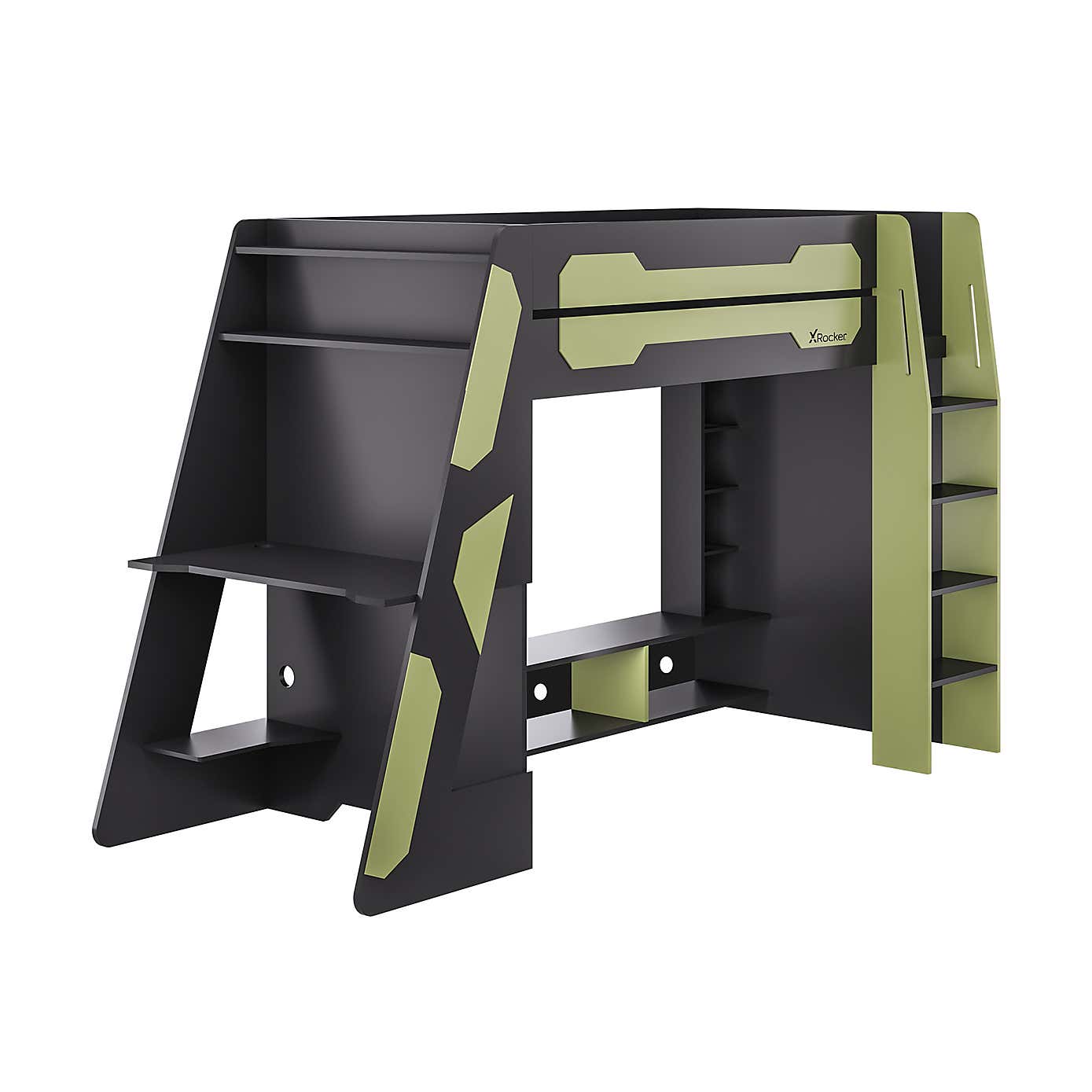 X Rocker Garrison High Sleeper Gaming Bed with Desk