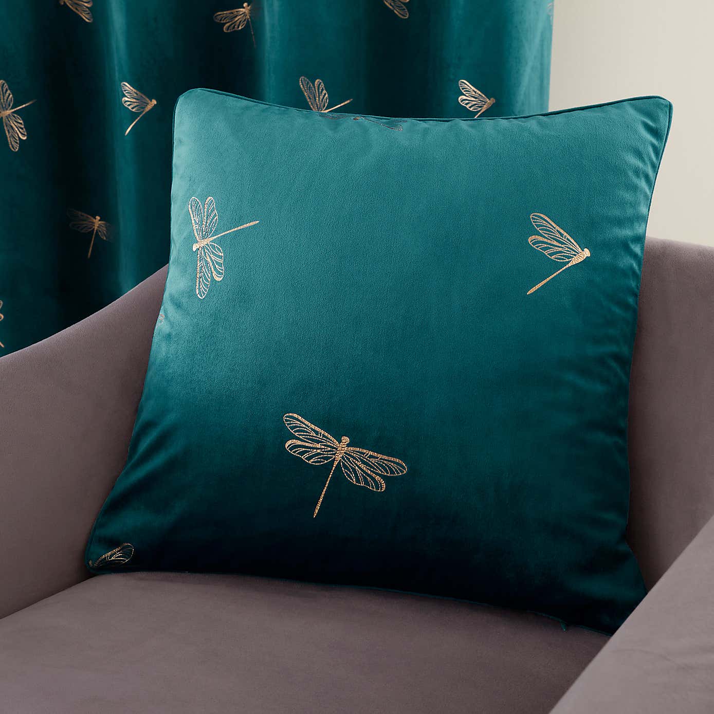 Dragonfly Foil Eyelet Curtains