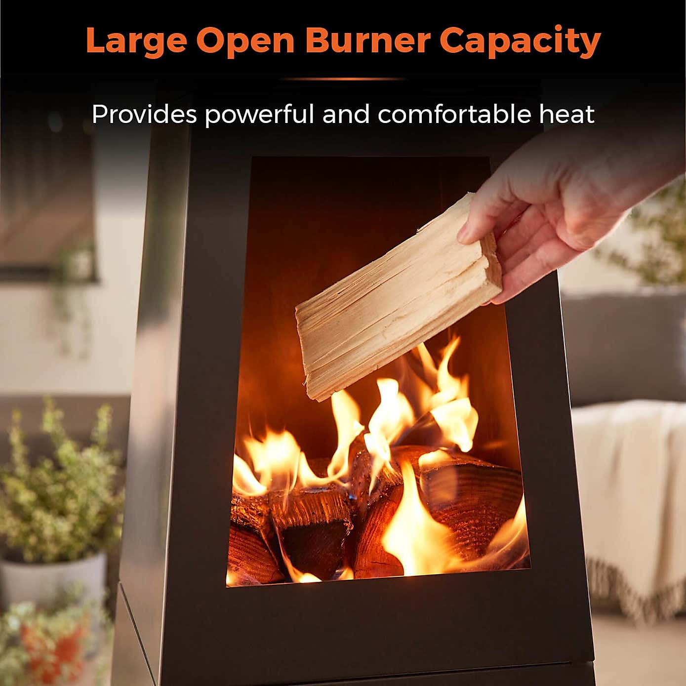 Tower Obelisk Log Burner, Black Steel