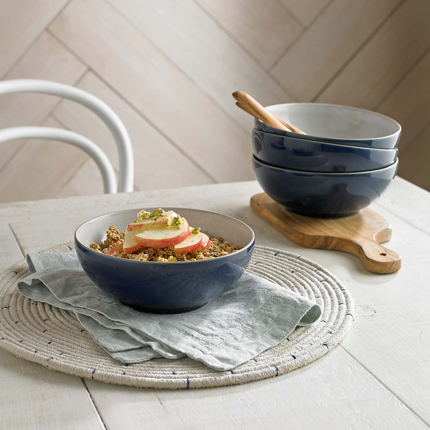Set of Four Denby Elements Dark Blue Cereal Bowls