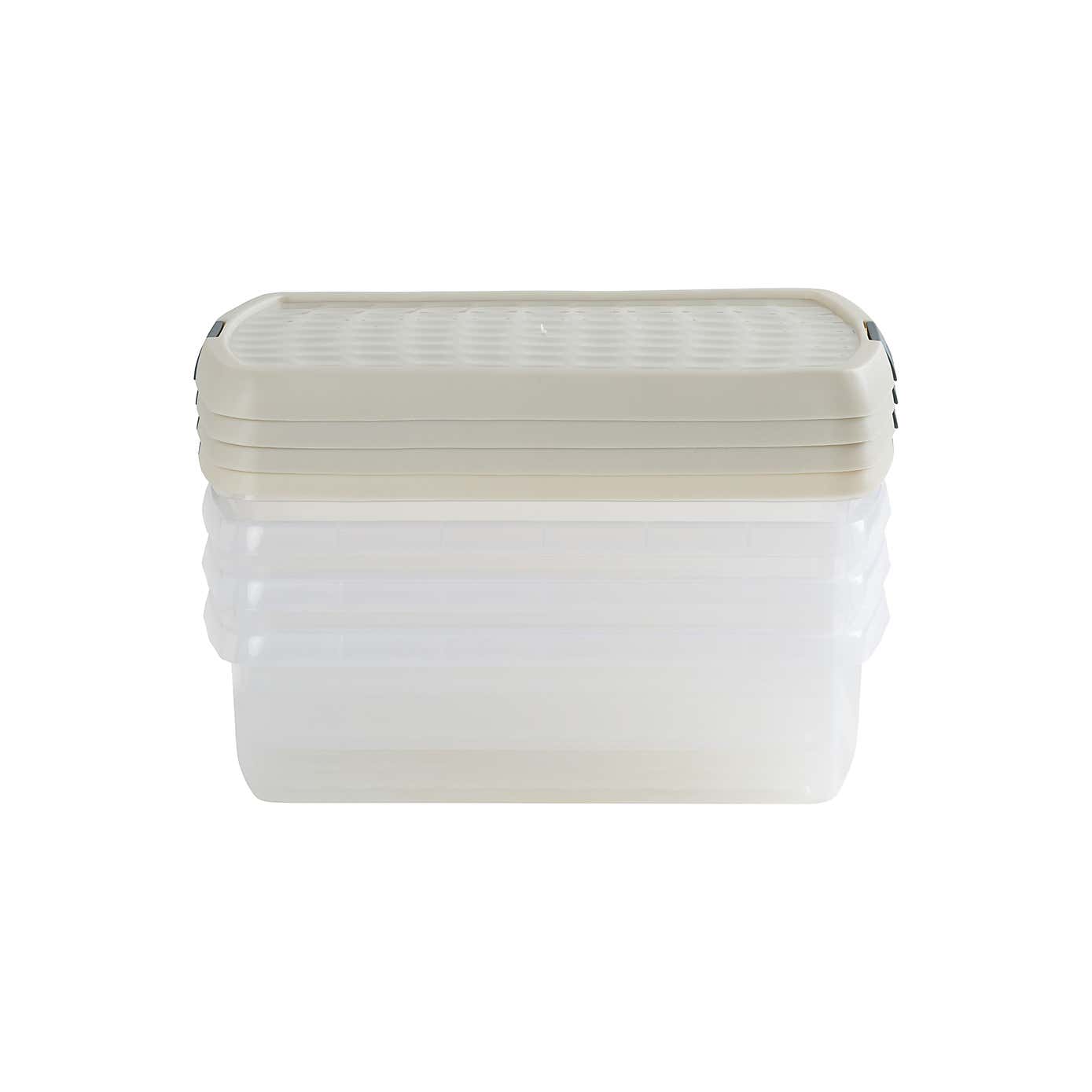 Wham Clip Pack of 4 Rectangle Storage Boxes With Lids