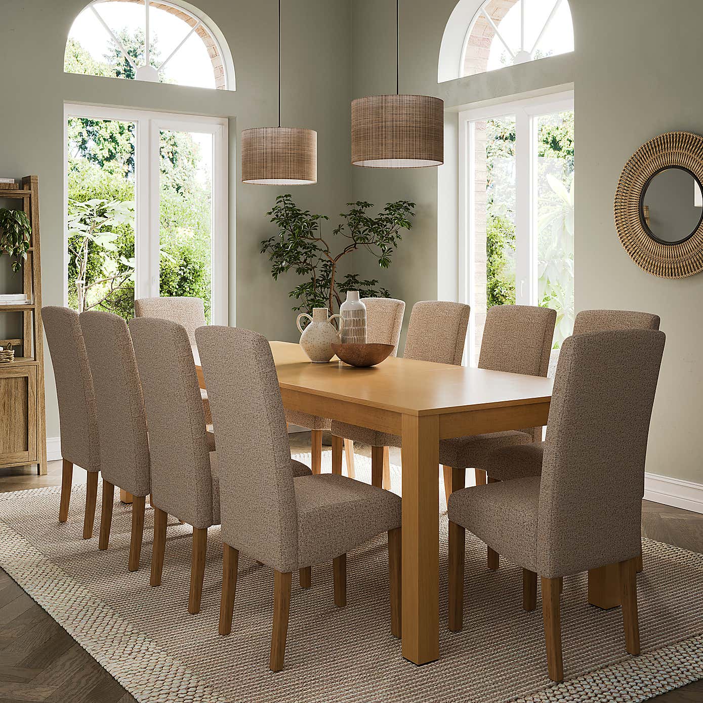 Harlington 8-10 Seater Extendable Dining Table, Oak