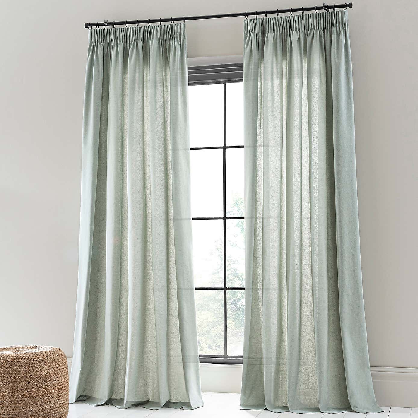 Linen Look Tab Top Pencil Pleat Curtains
