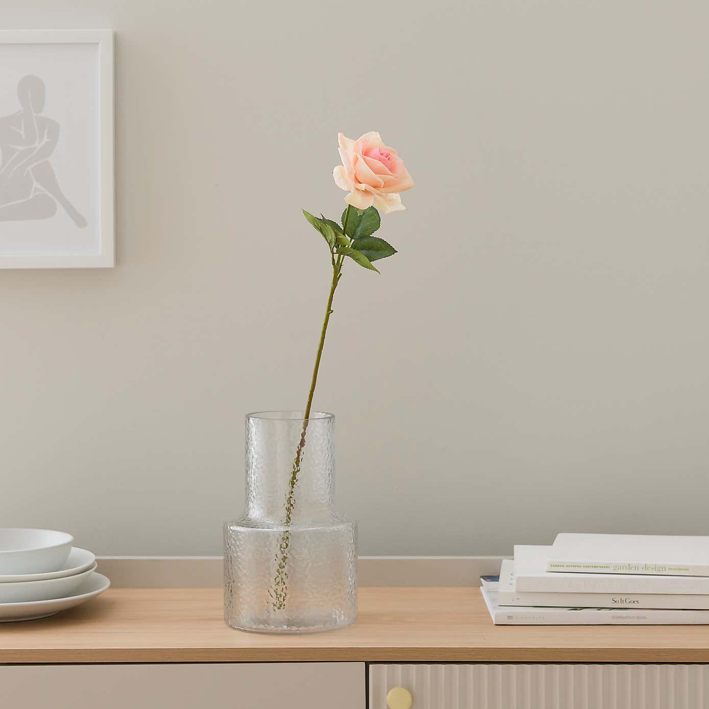 Artificial Pink Rose Stem