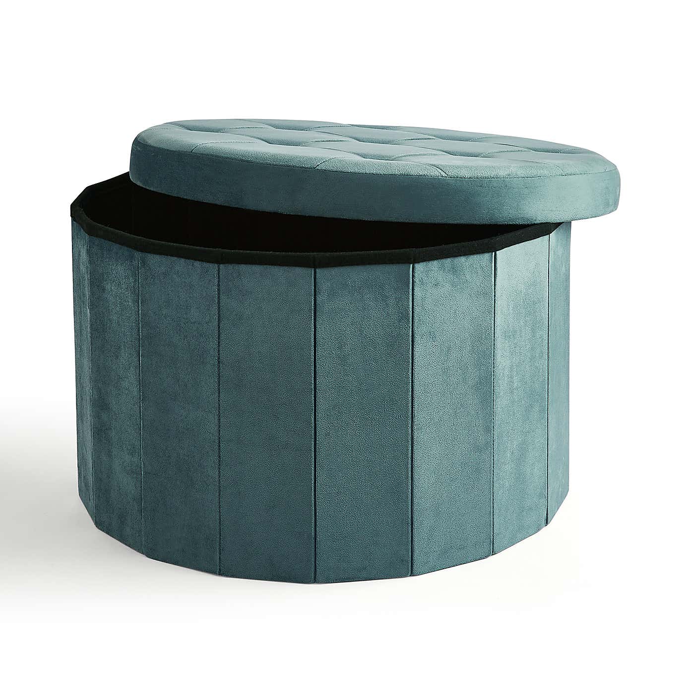 Smart Industrial Large Round Footstool Pacific Velvet