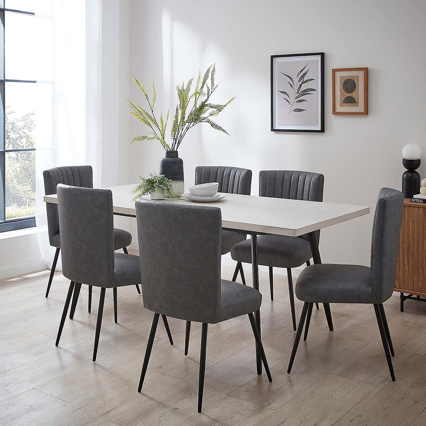 Zuri Rectangle Extending Dining Table, 150cm to 180cm Concrete Effect