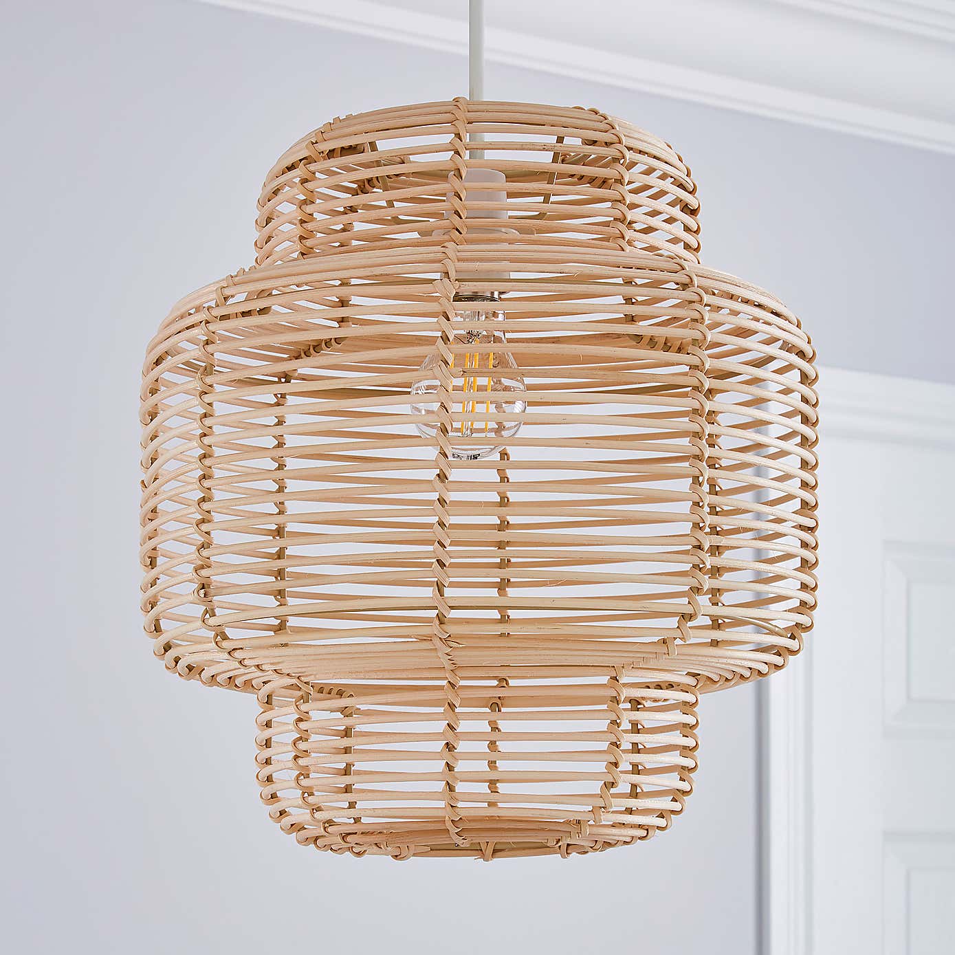 Wicker Tiered Easy Fit Pendant Shade