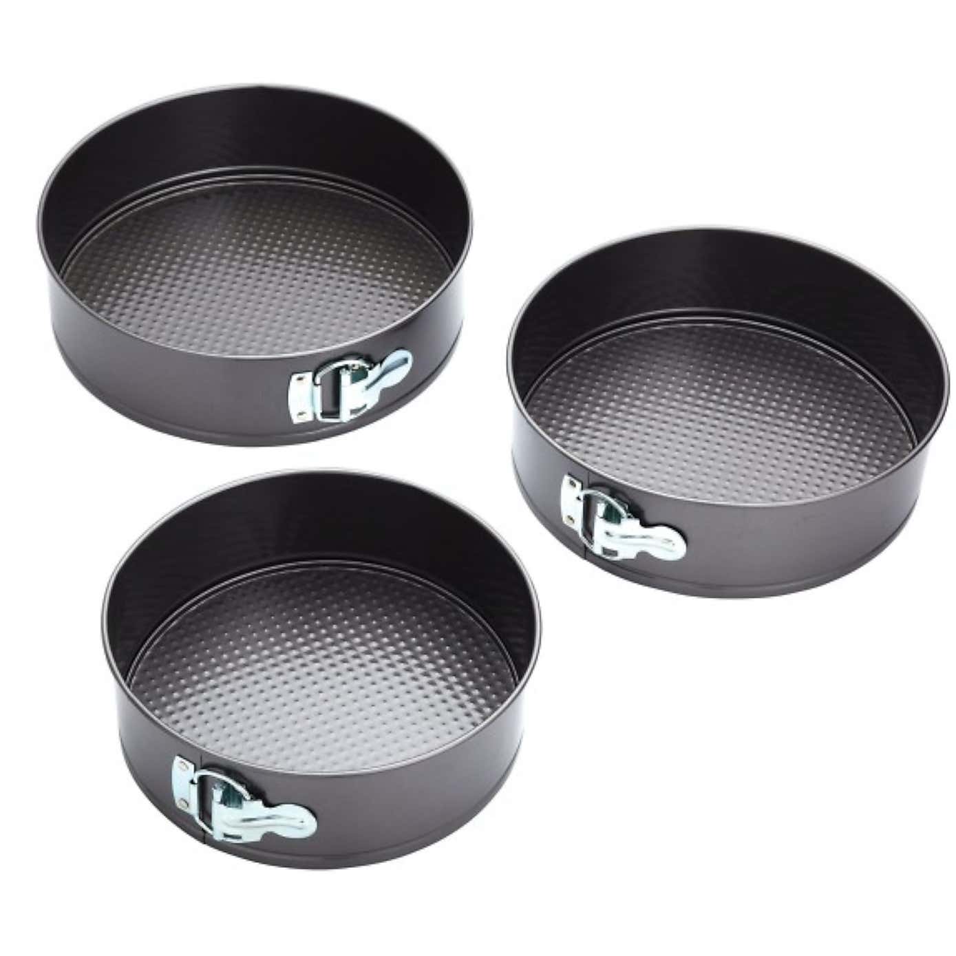 Set of 3 Carbon Steel Springform Round Cake Tins