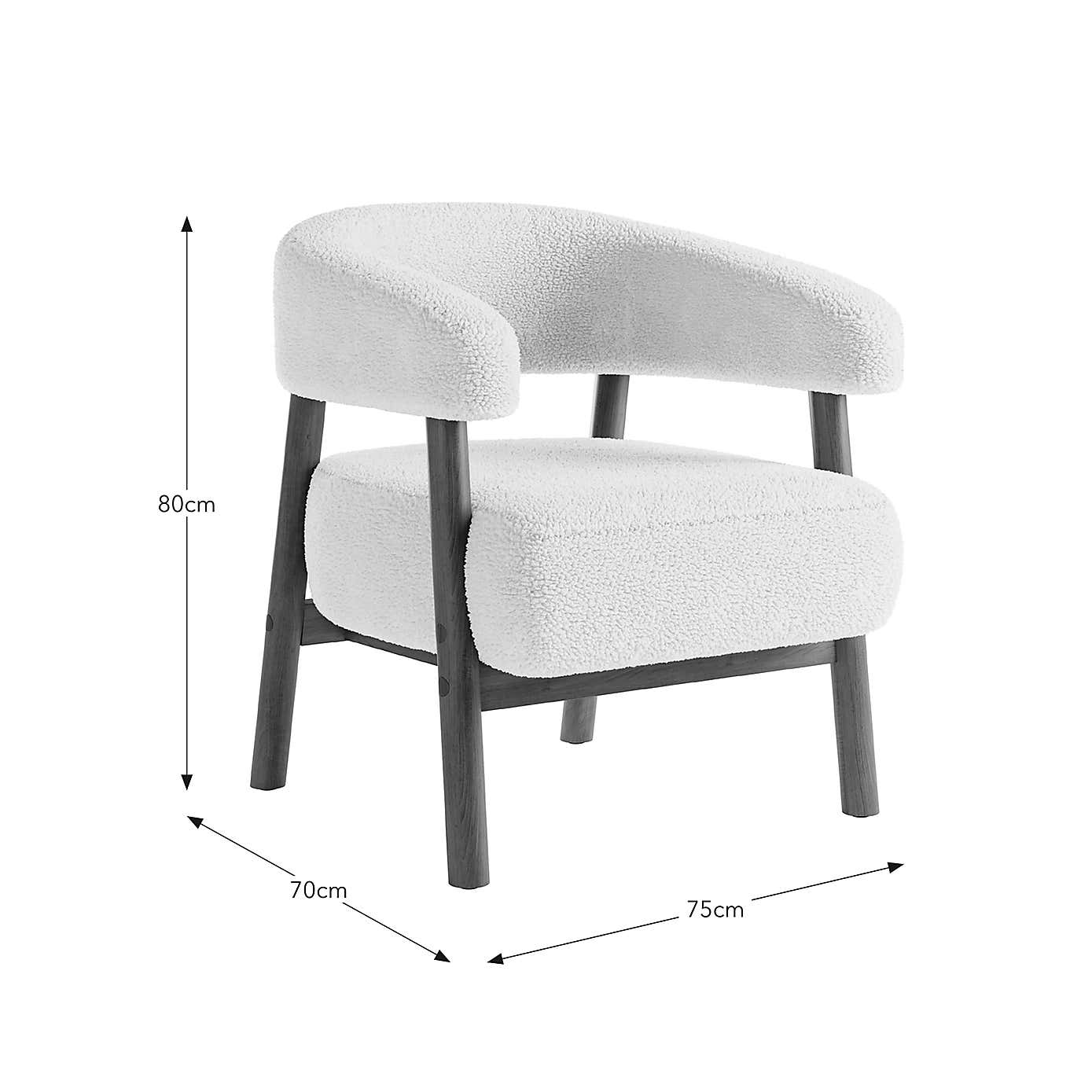 Cleo Curved Sherpa Accent Chair, Ivory