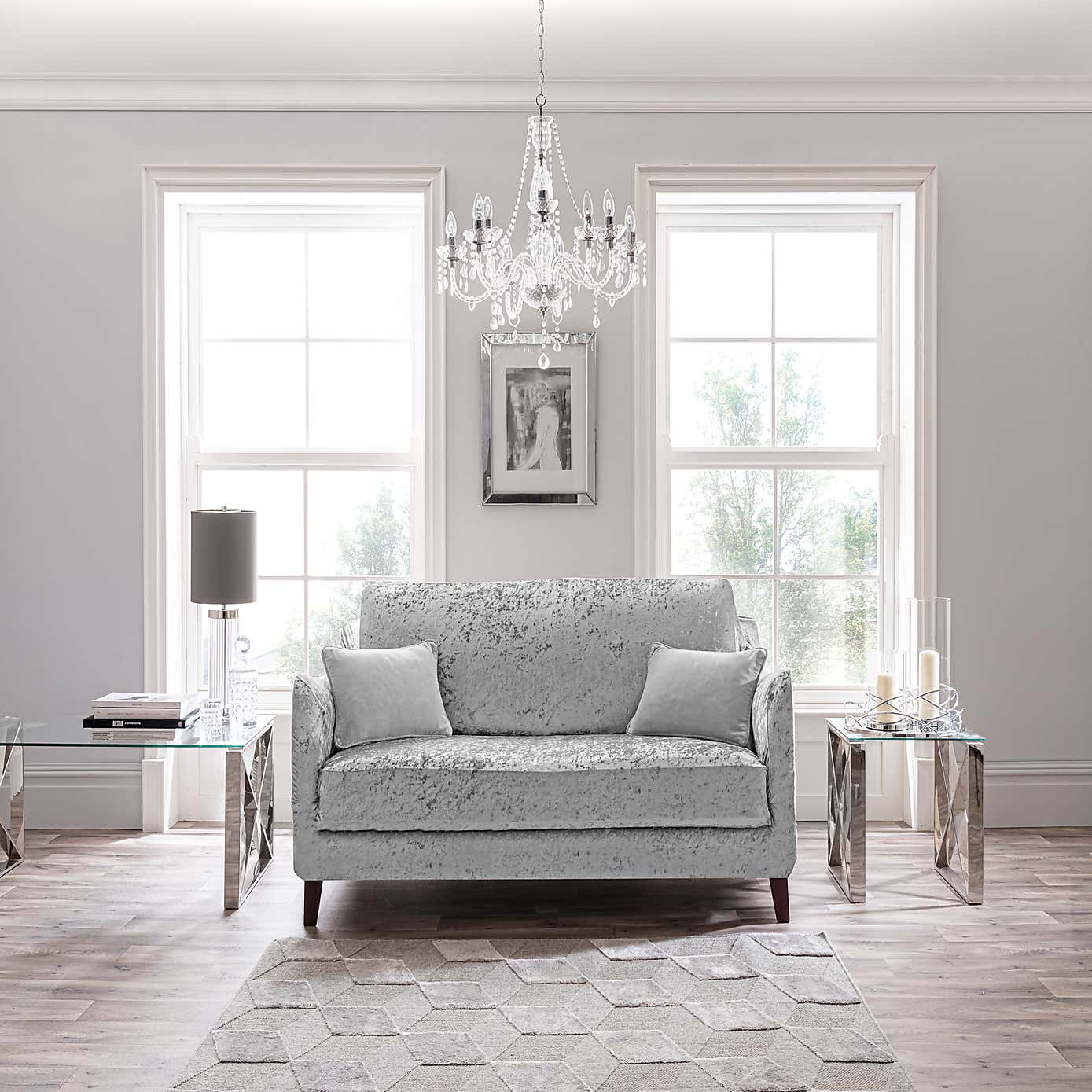 Crushed Velvet Two Seater Sofa Cover