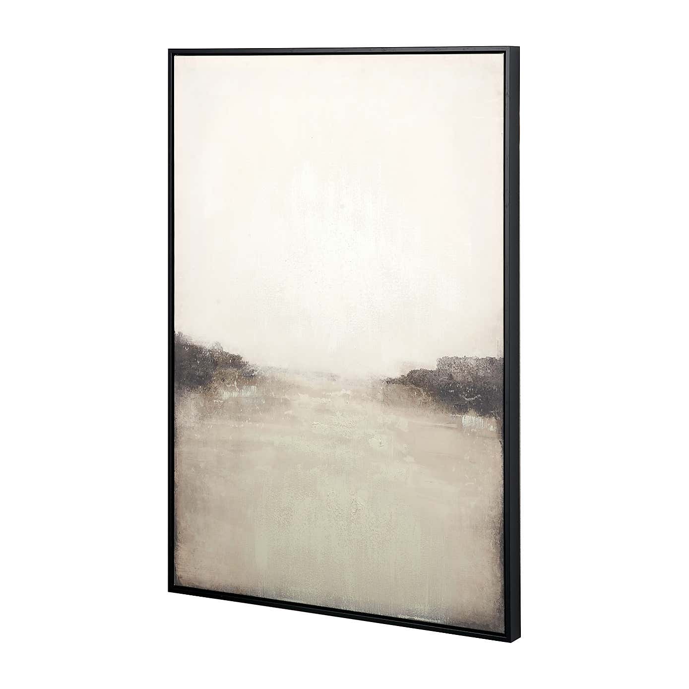 Grey and White Abstract Framed Canvas