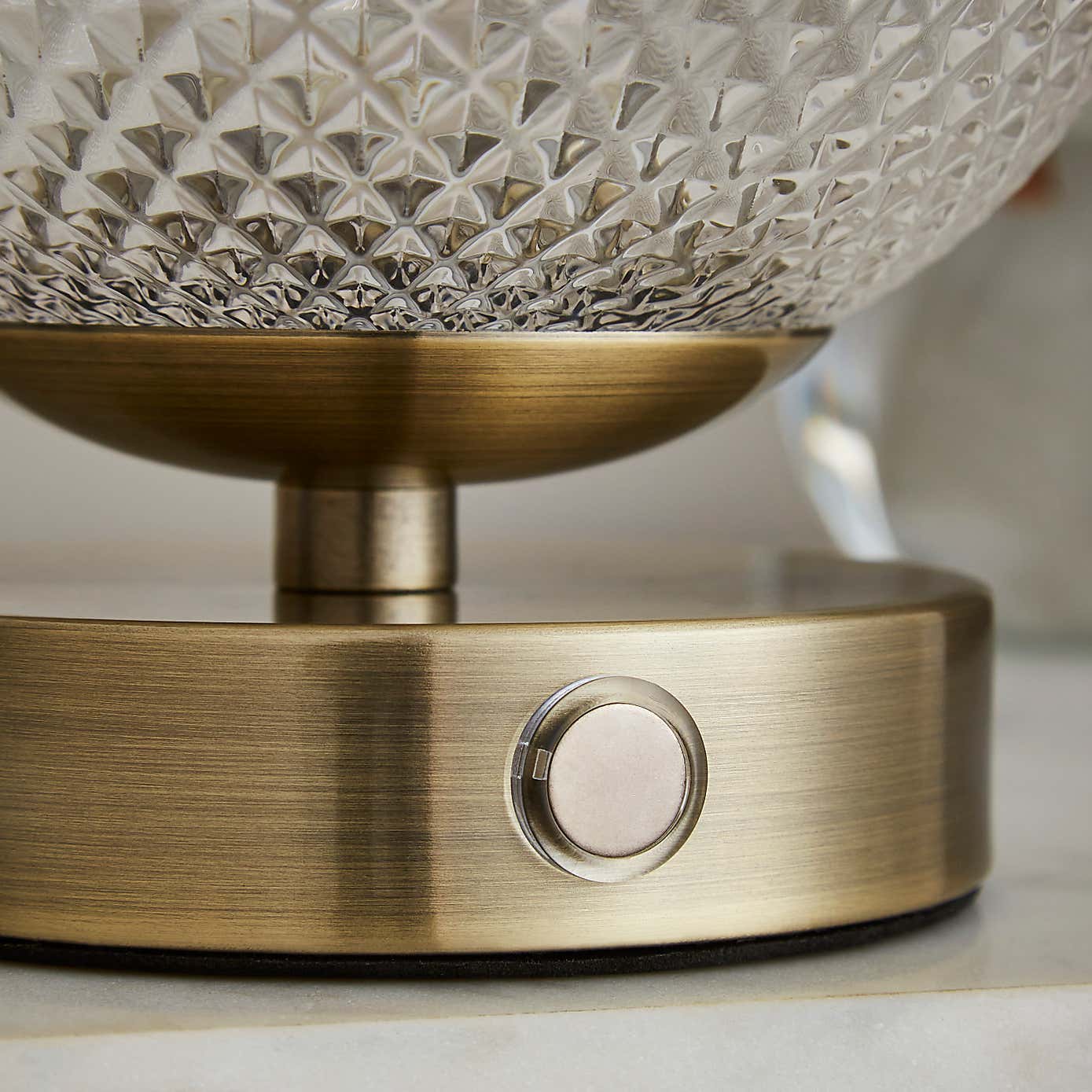 Cassia Pressed Glass Rechargeable Table Lamp