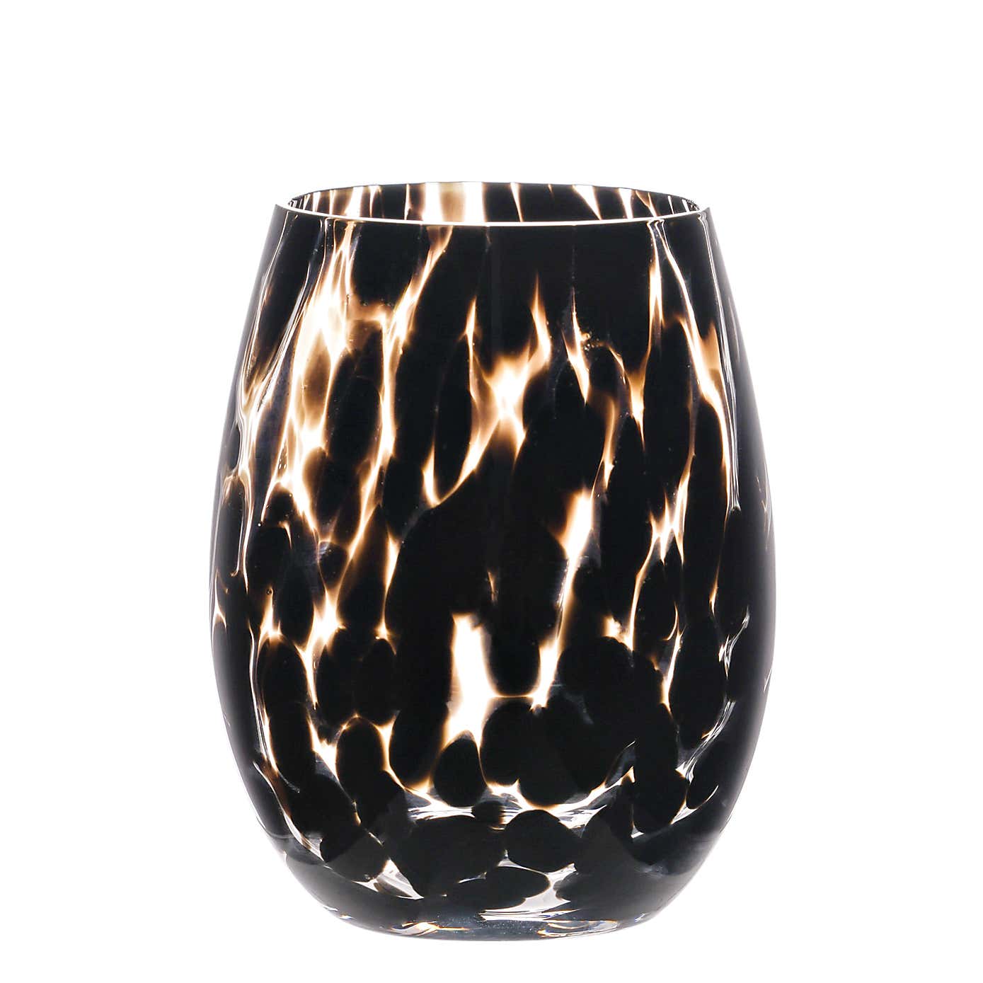 Hestia Set of 2 Brown Oval Base Tortoise Shell Tumbler Glasses