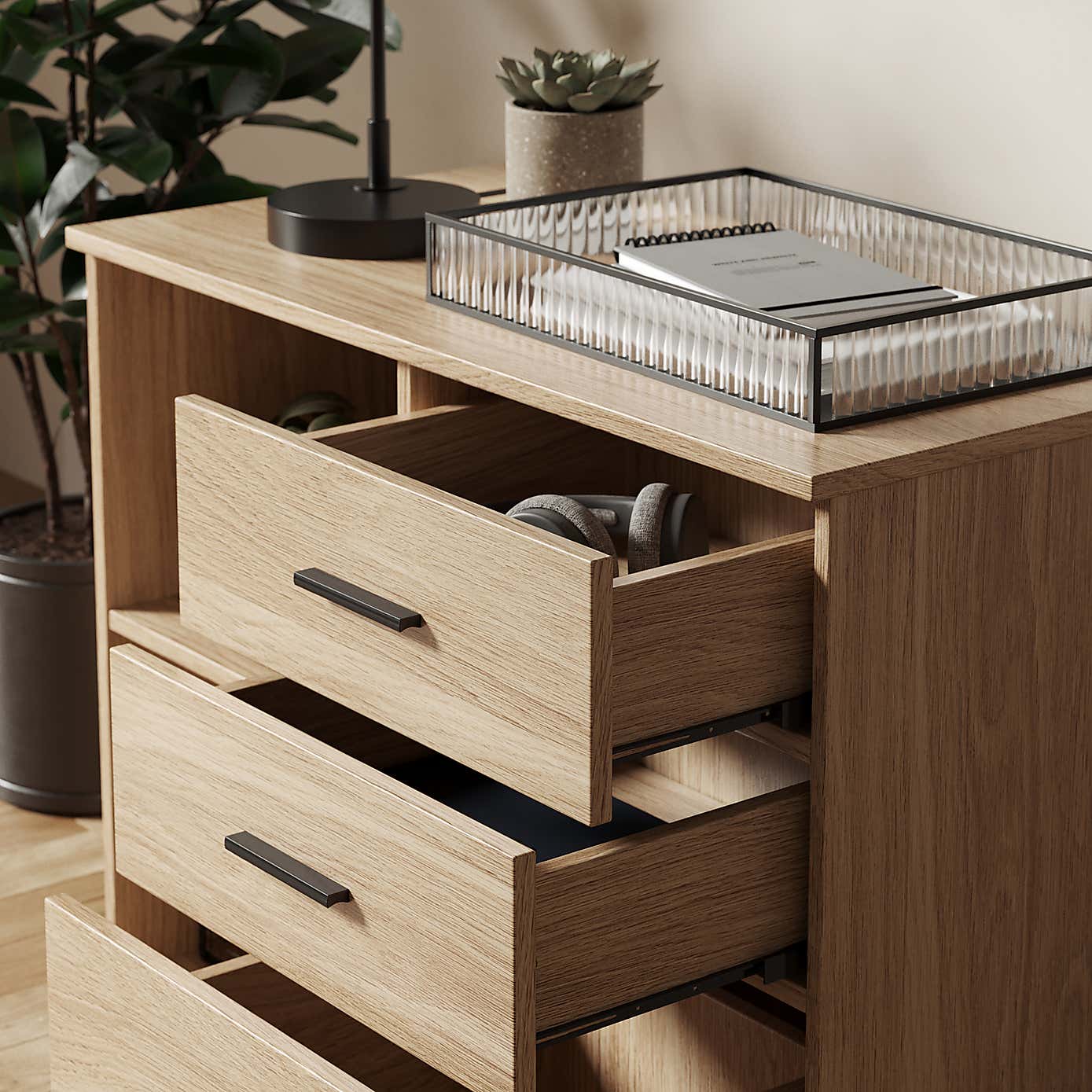 Edison Storage Cabinet, Oak Effect
