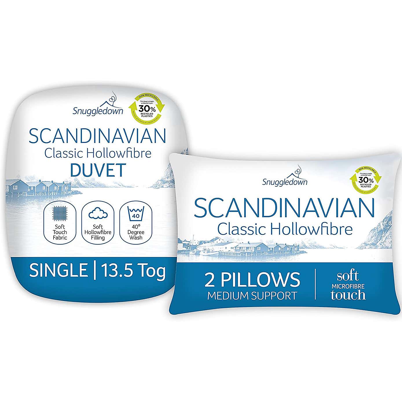 Snuggledown Scandinavian Hollowfibre 13.5 Tog Duvet and Pillow Set