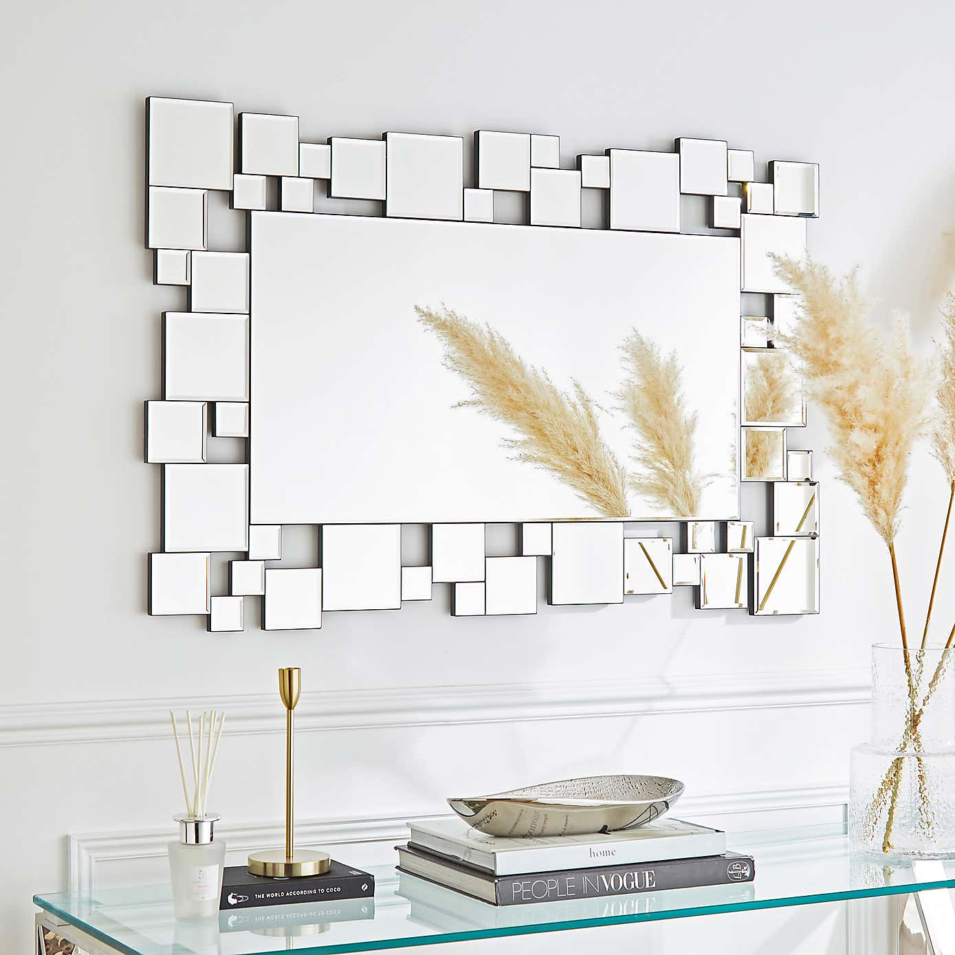 Hotel Squares Rectangle Wall Mirror