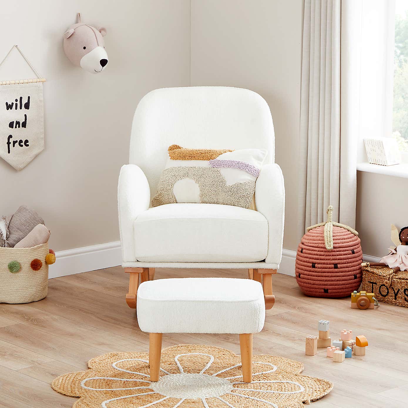 Freya Boucle Nursing Chair with Stool