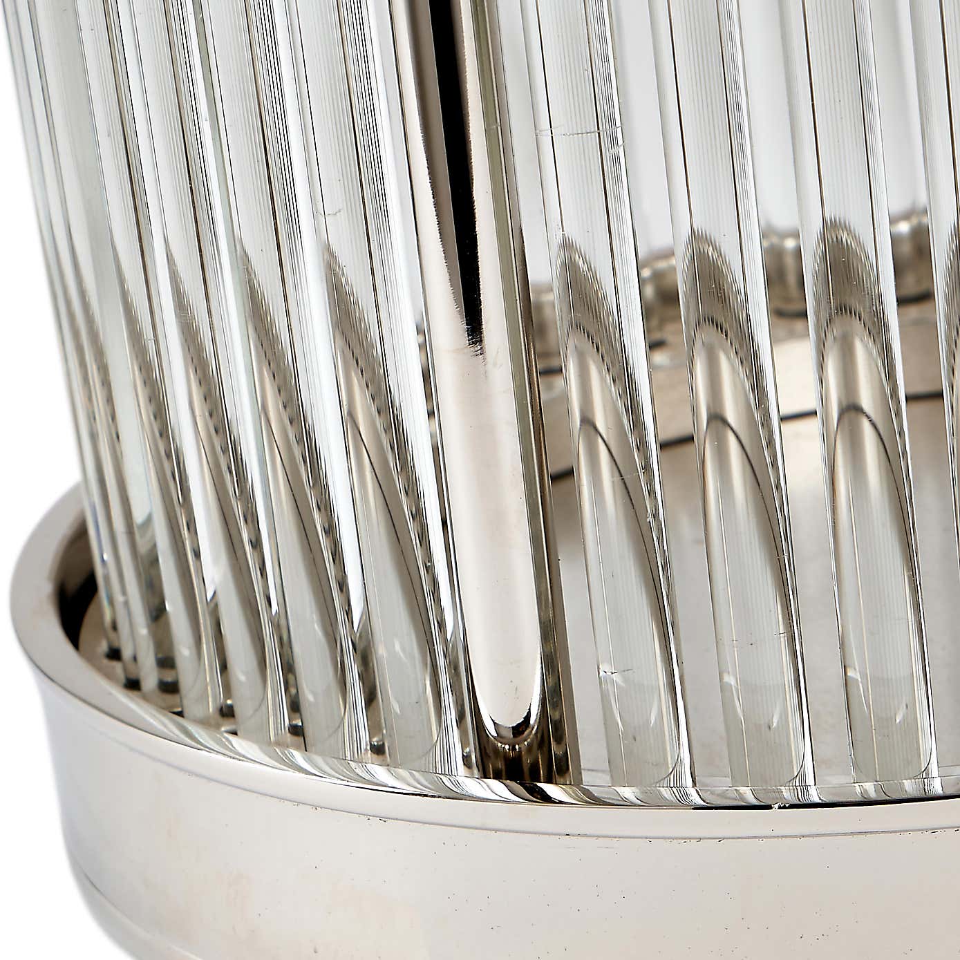 Silver & Ribbed Glass Hurricane Candle Holder