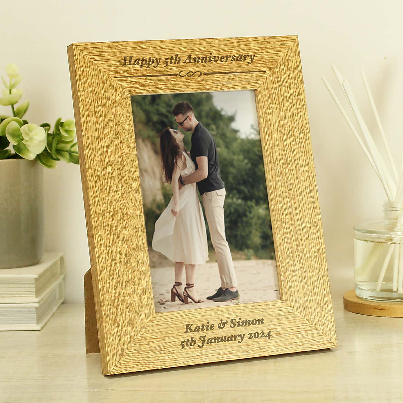 Personalised Formal Oak Effect Portrait Photo Frame