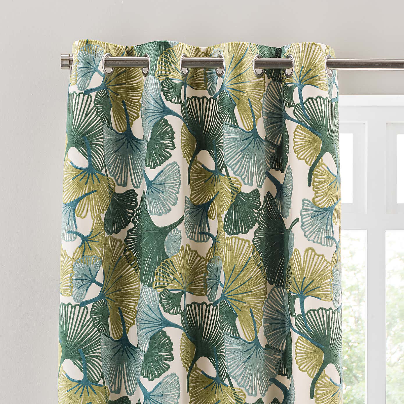 Gingko Cut Velvet Eyelet Curtains