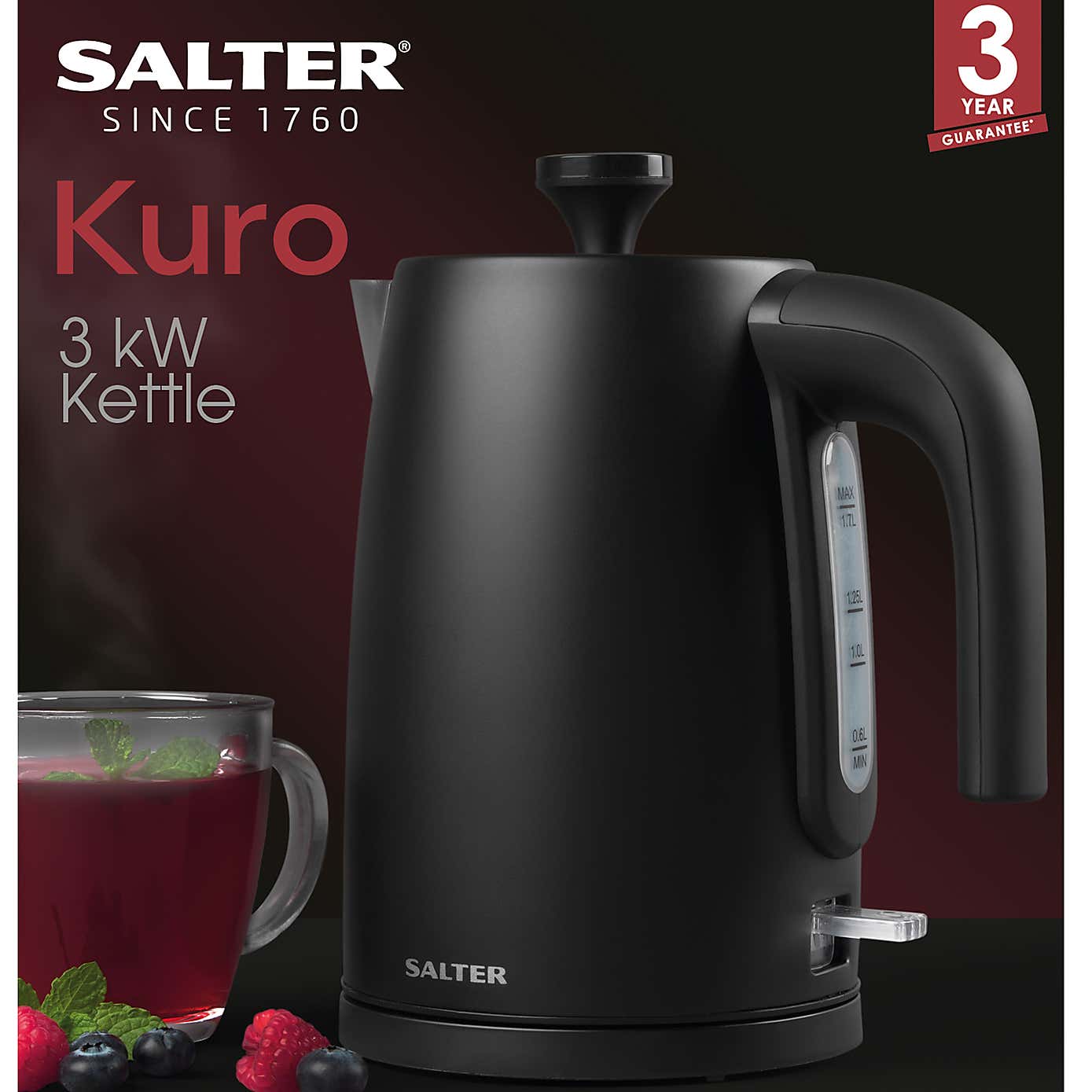 Salter Kuro 1.7L Black Kettle