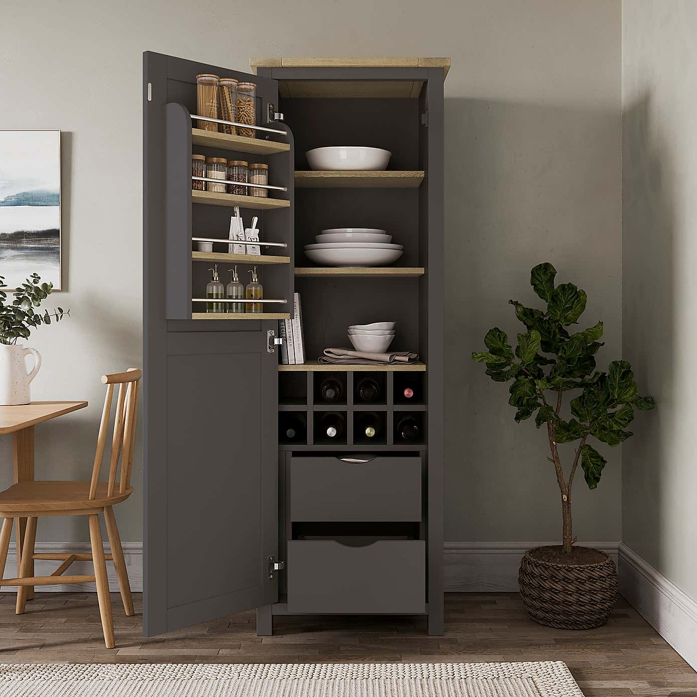 Olney Single Kitchen Larder Unit, Stone