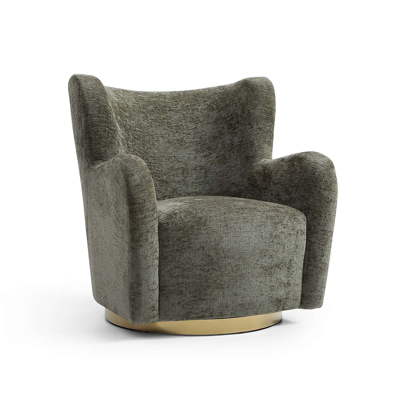 Theo Distressed Chenille Swivel Armchair