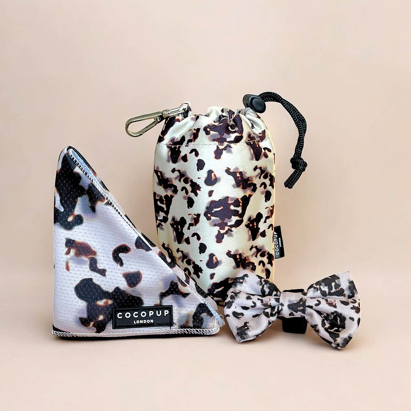 Cocopup Tortoise Shell Dog Treat Pouch, Bow Tie and Bandana Bundle