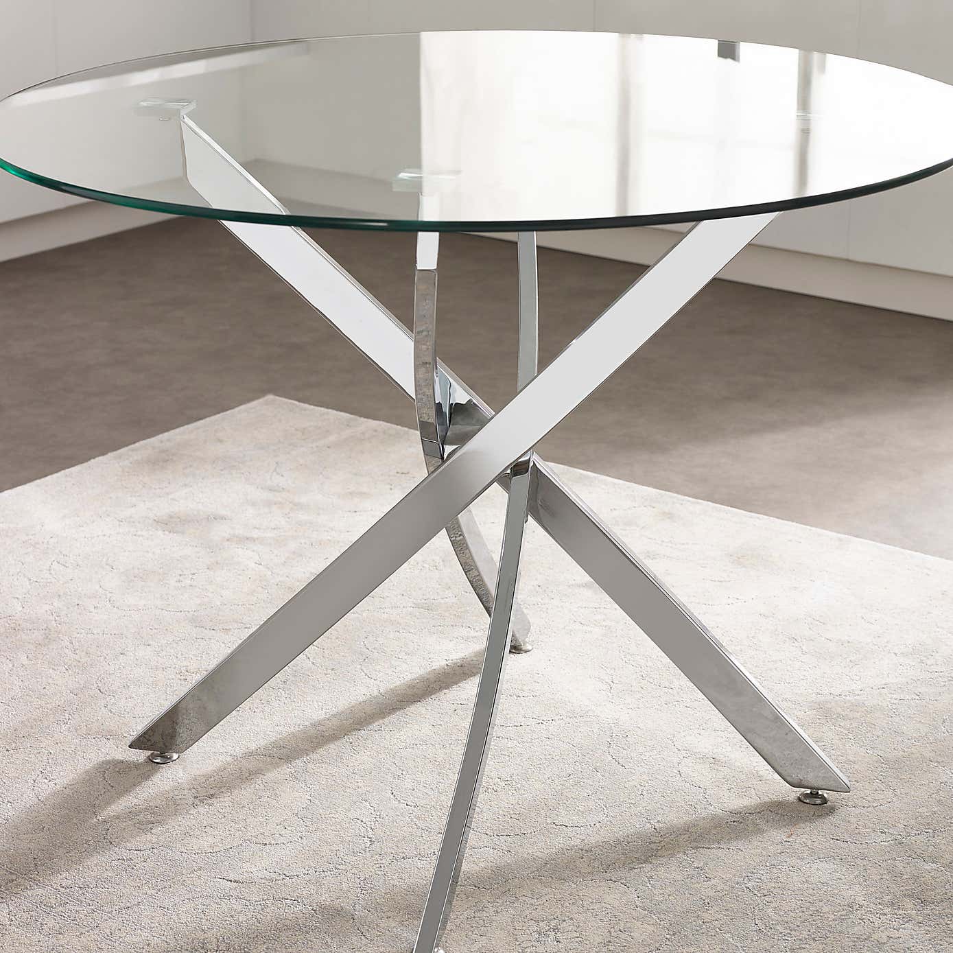 Anderson 4 Seater Round Glass Dining Table