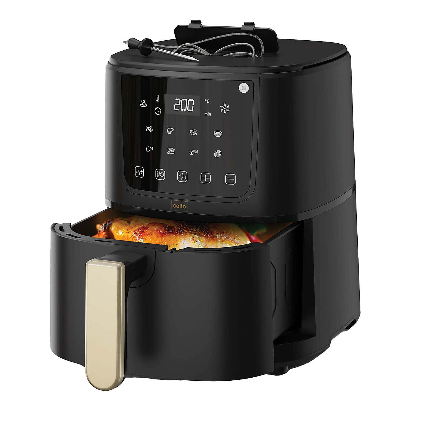 Cello Single Basket Air Fryer with Food Thermometer