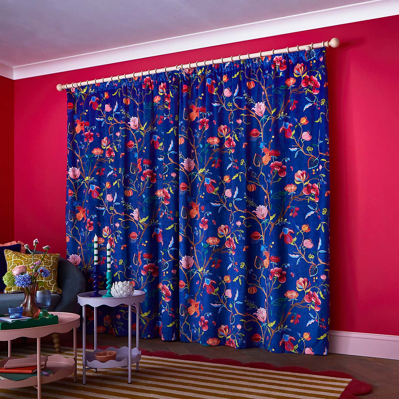 Sophie Robinson Midnight Garden Pencil Pleat Single Curtain