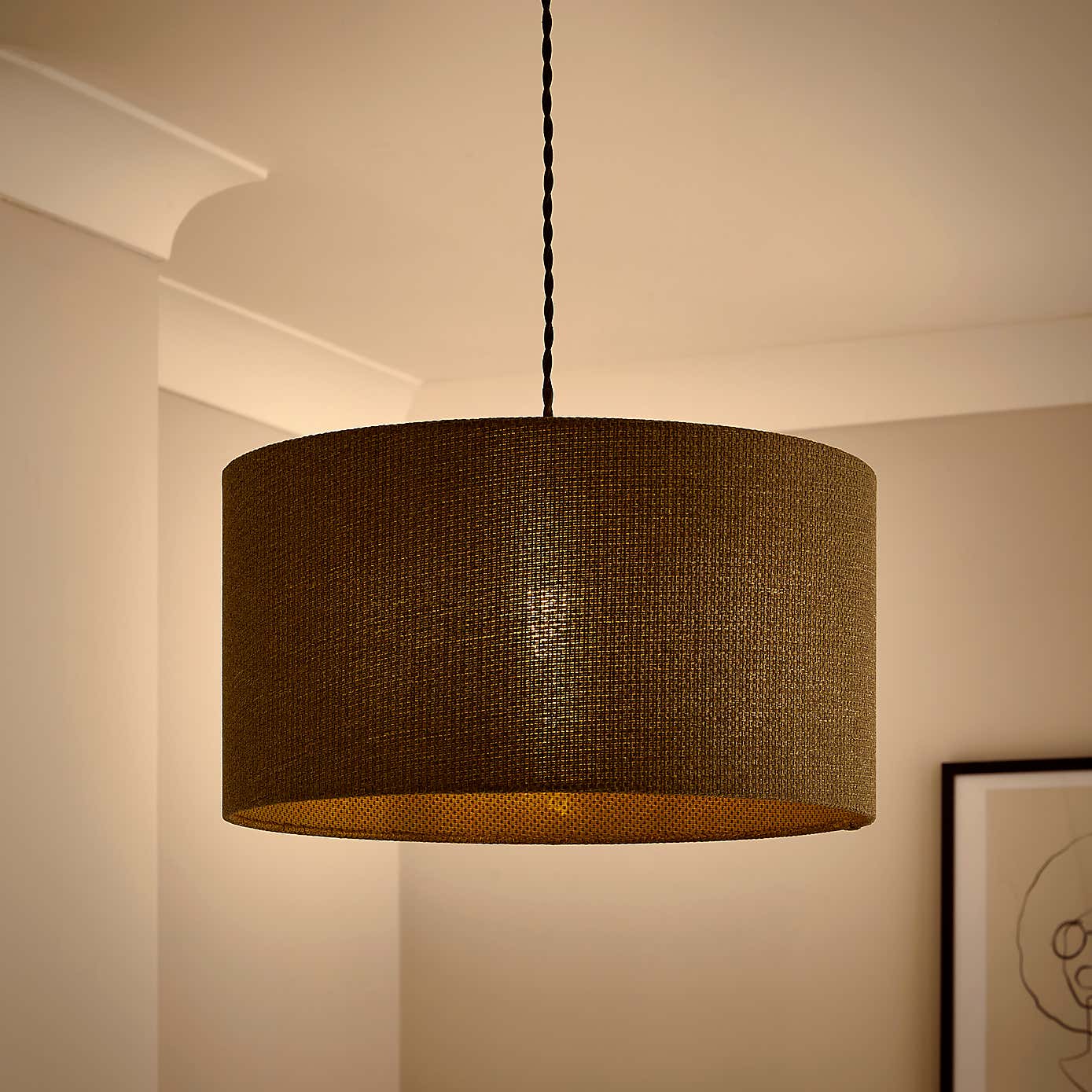 Barkweave Easy Fit Drum Lamp Shade