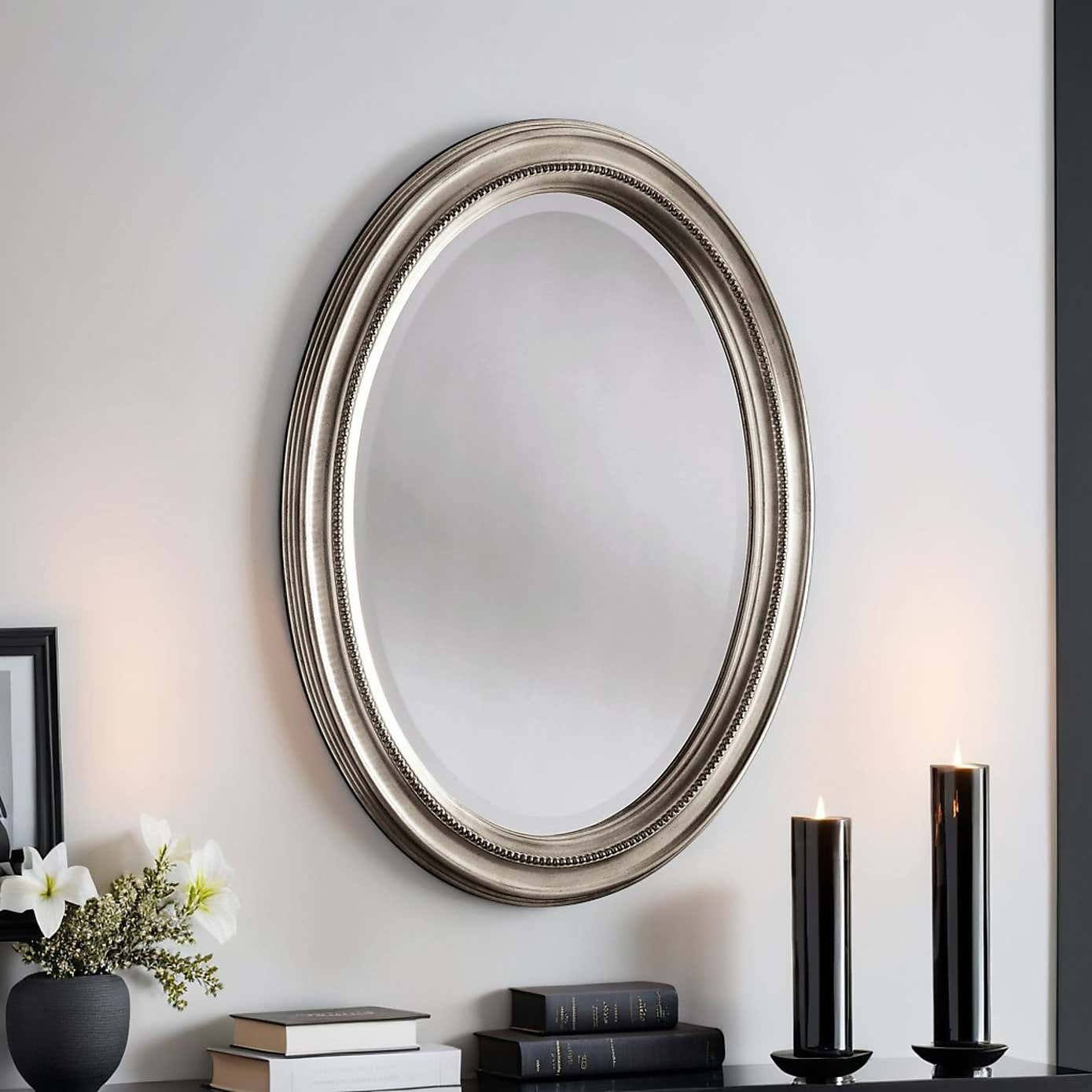 Yearn Beaded Oval Wall Mirror