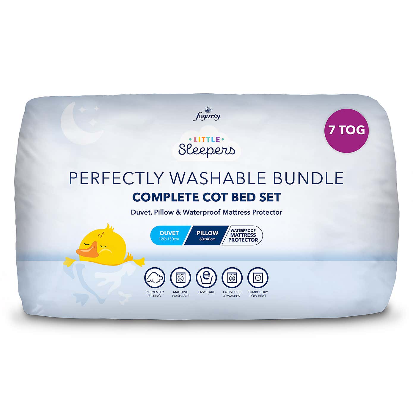 Fogarty Little Sleepers Perfectly Washable 7 Tog Cot Bed Bundle