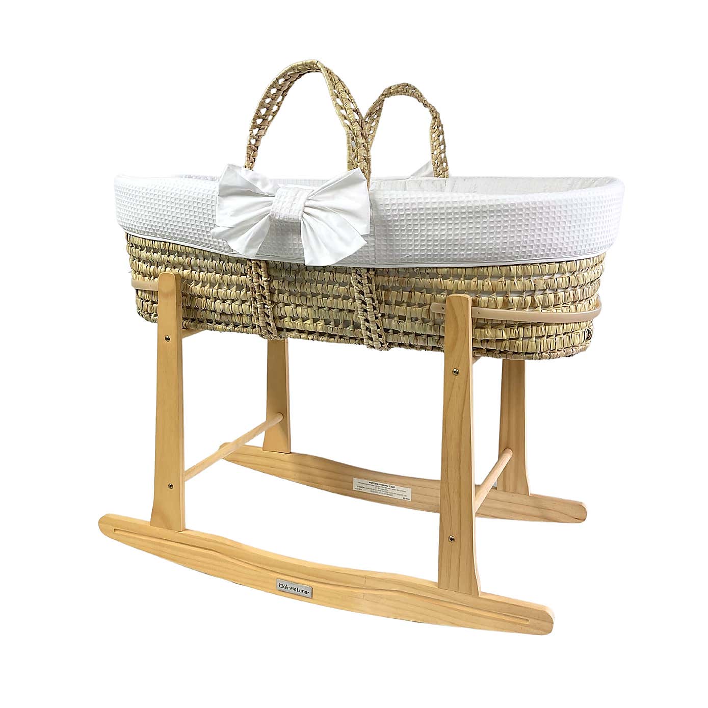 Clair de Lune Chelsea Palm Moses Basket With Natural Rocking Stand